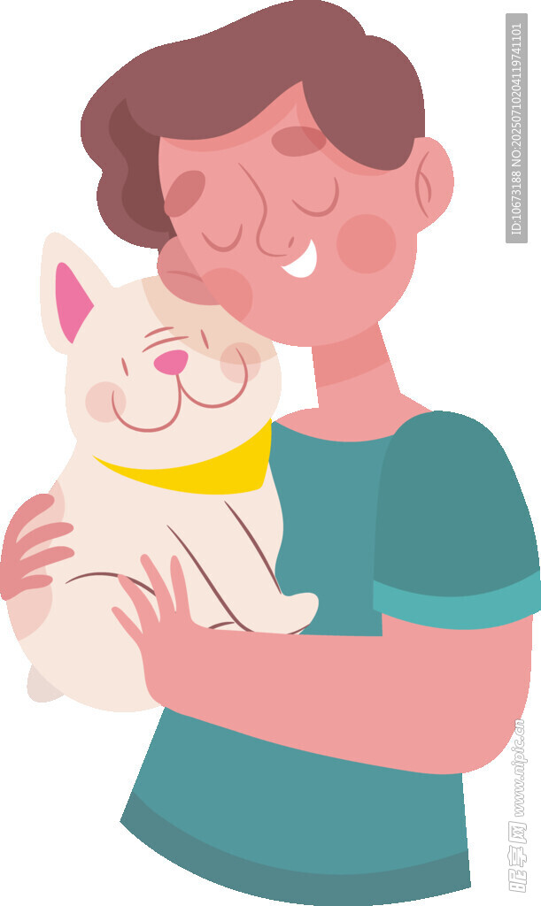 男子开心抱可爱小狗