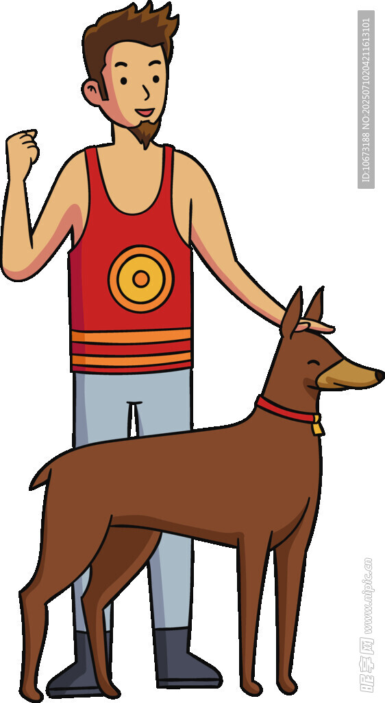 男子与杜宾犬亲密互动