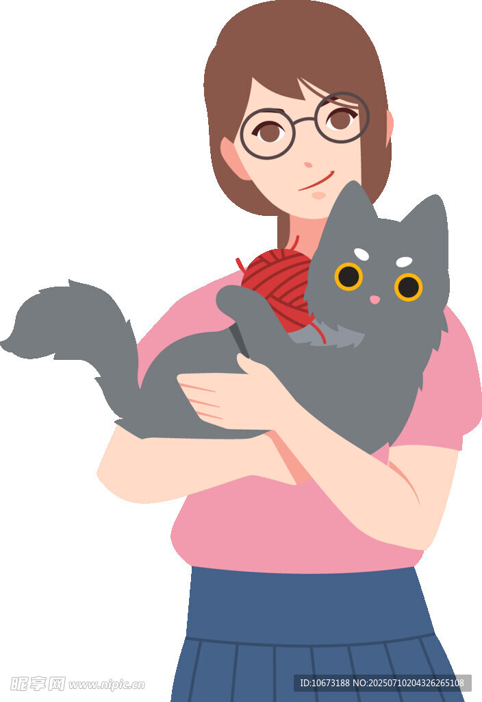 女孩怀抱可爱猫咪