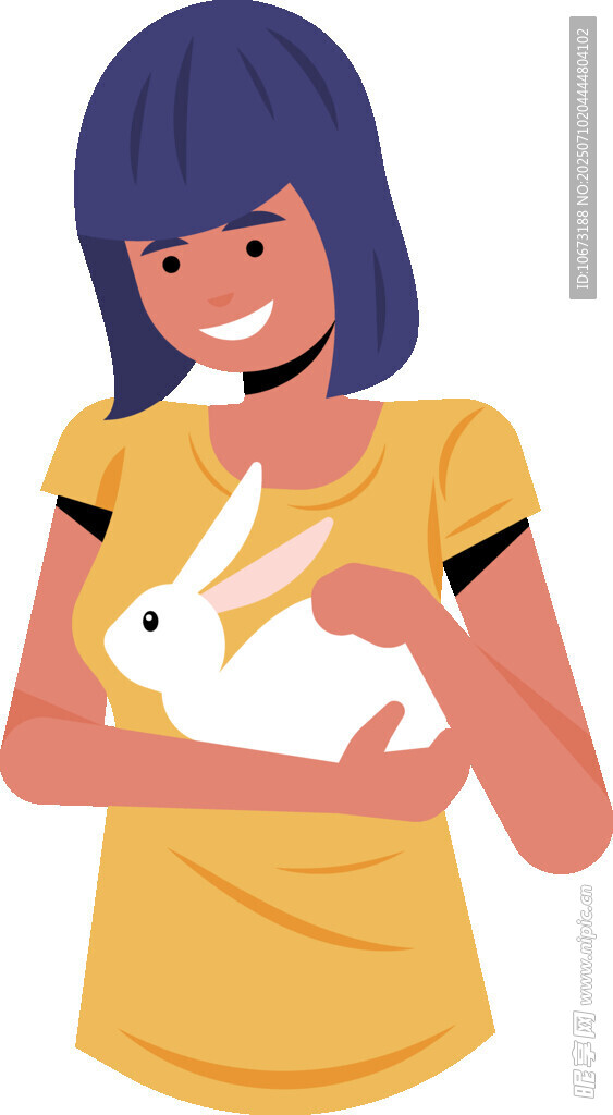 女孩怀抱白兔