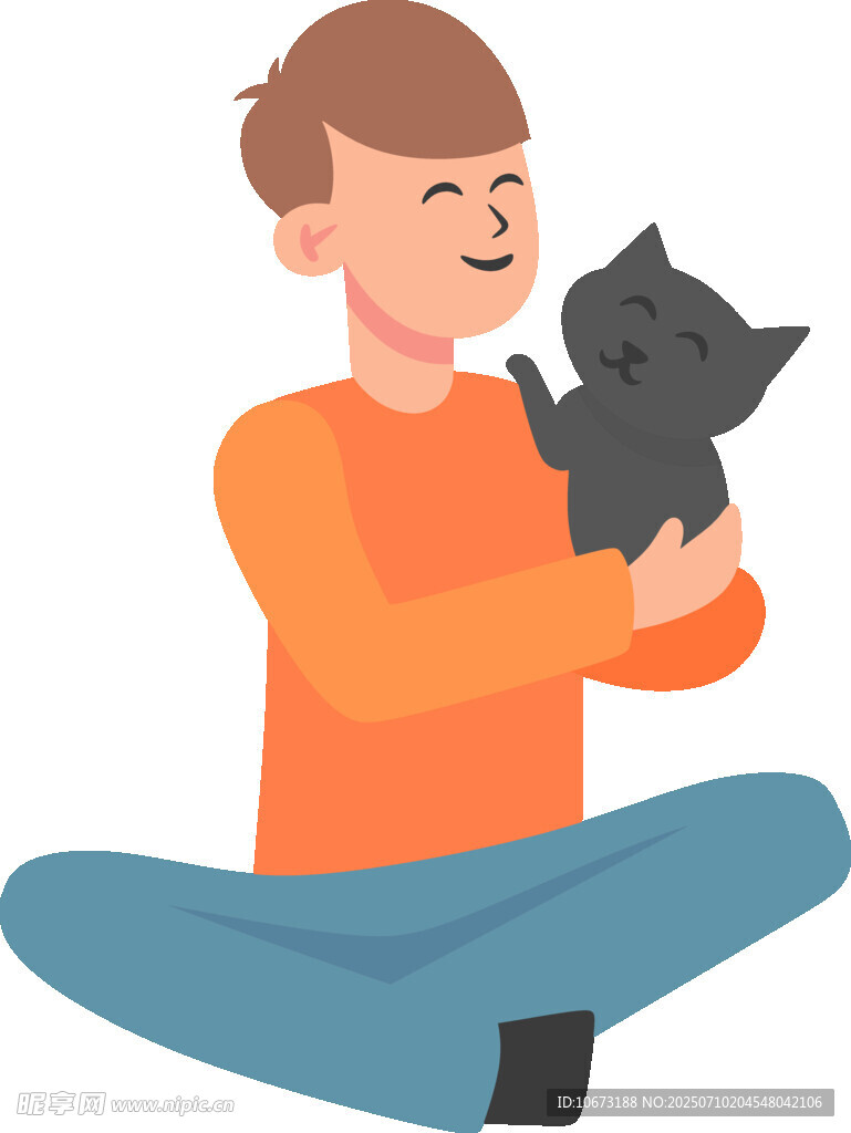 男子开心抱黑猫