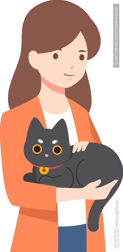 女子怀抱黑猫