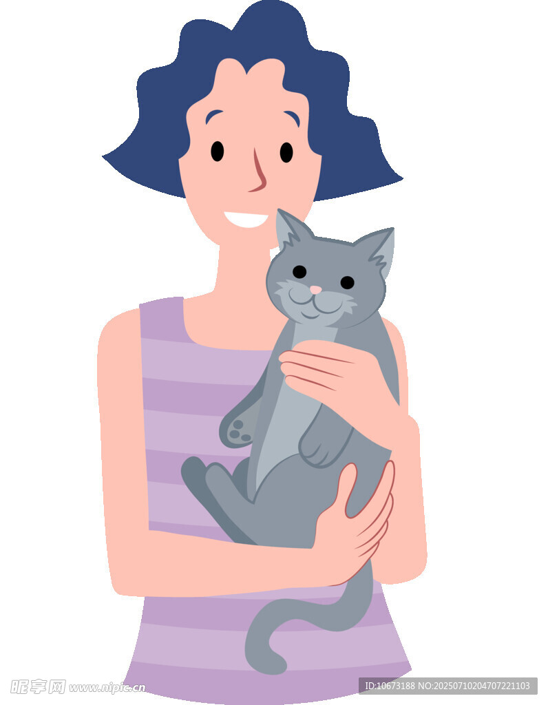 女子温馨抱猫瞬间