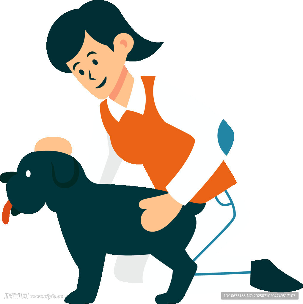 女子亲昵抚摸黑色宠物犬