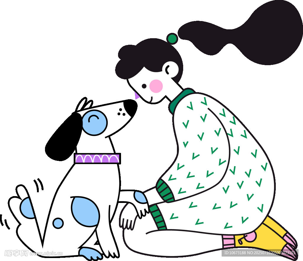 女孩与小狗的温馨互动