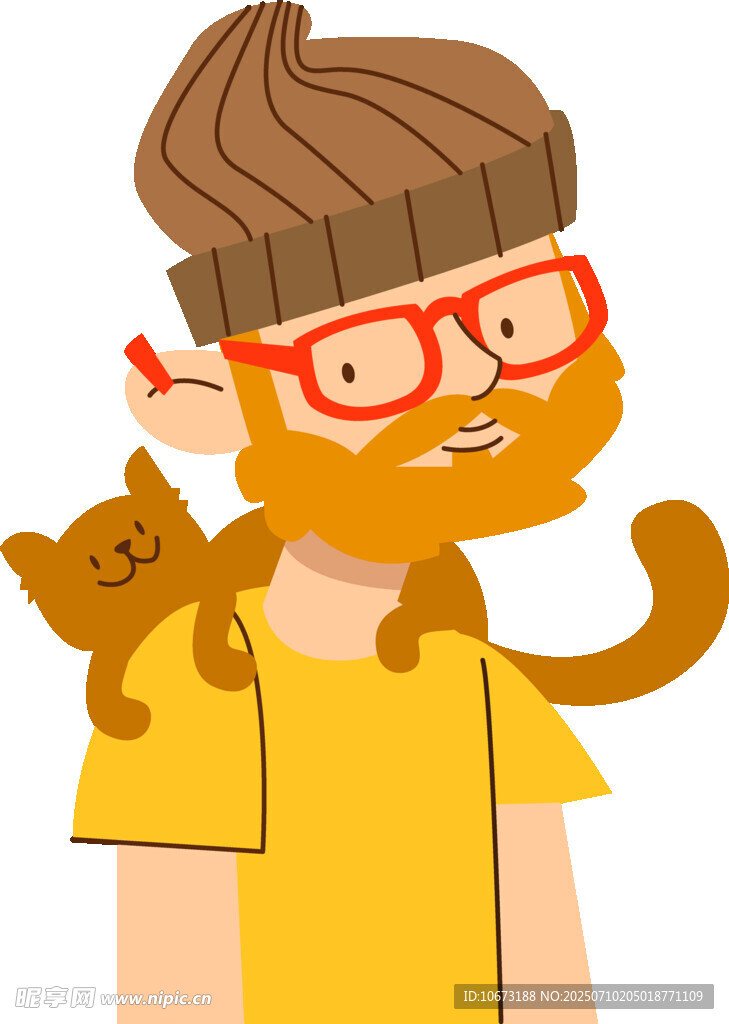 戴帽男子与肩头猫咪