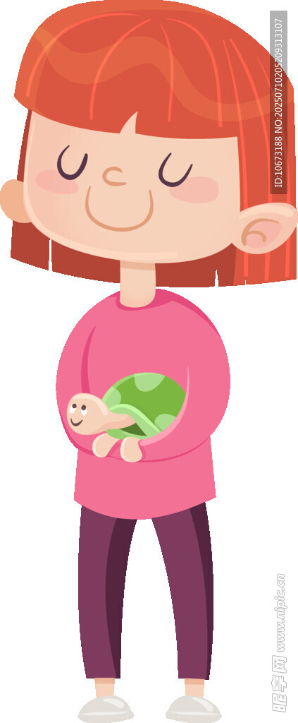 红发女孩捧绿植