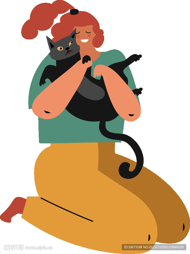 女子开心抱黑猫