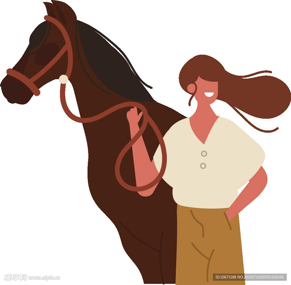 女子与骏马的温馨相伴