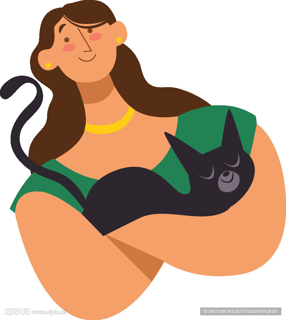 怀抱黑猫的女士