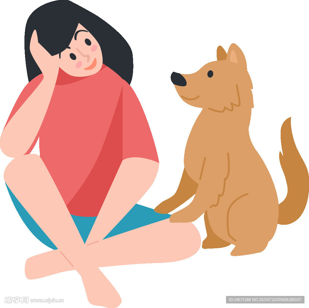 女孩与小狗的温馨时刻