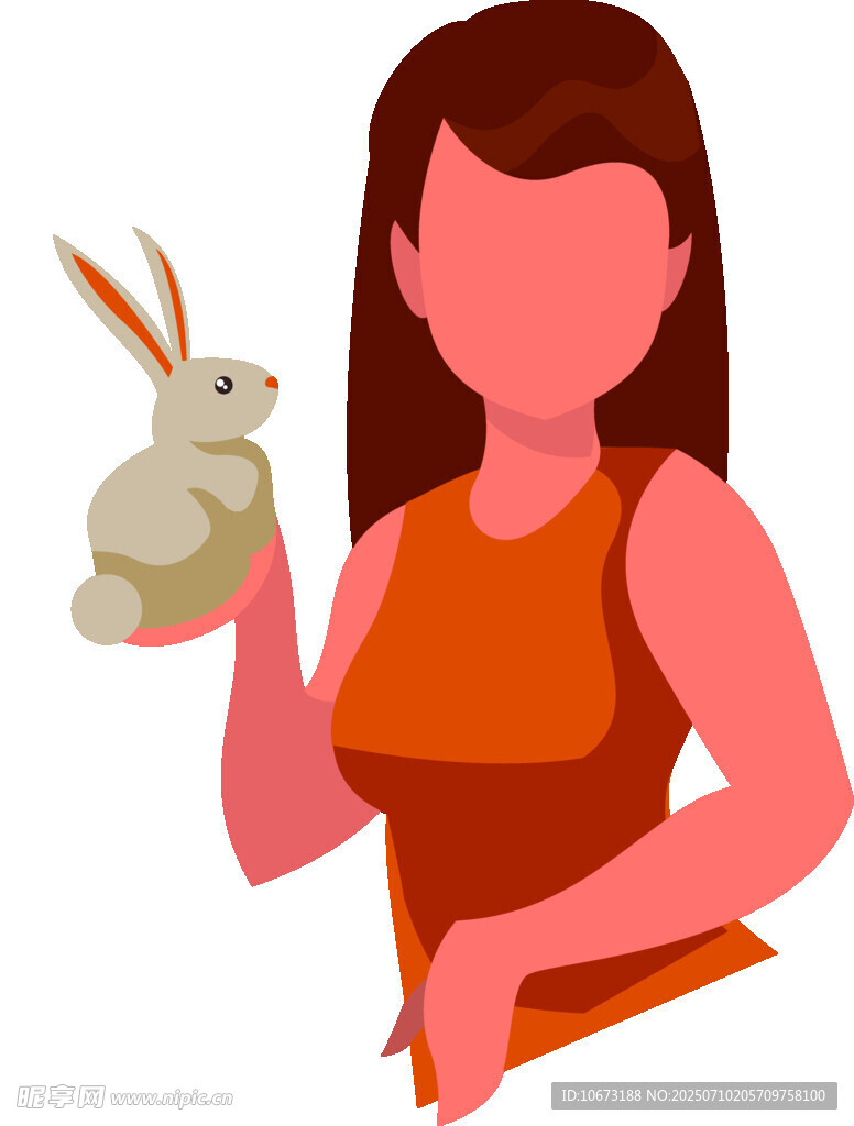 女子手持可爱兔子