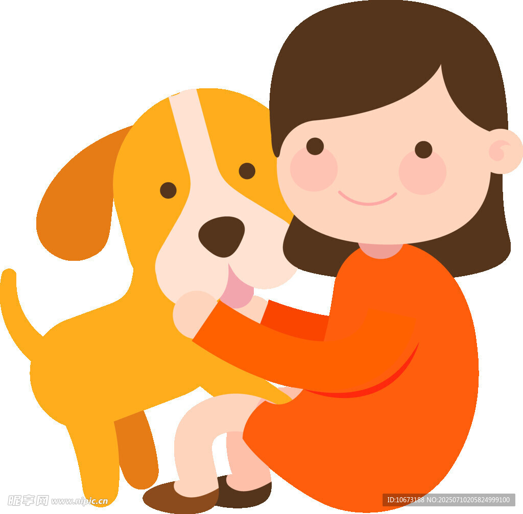 女孩与小狗温馨互动