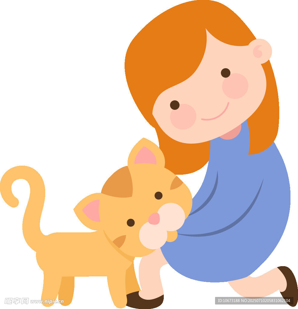 女孩与猫咪的温馨时刻