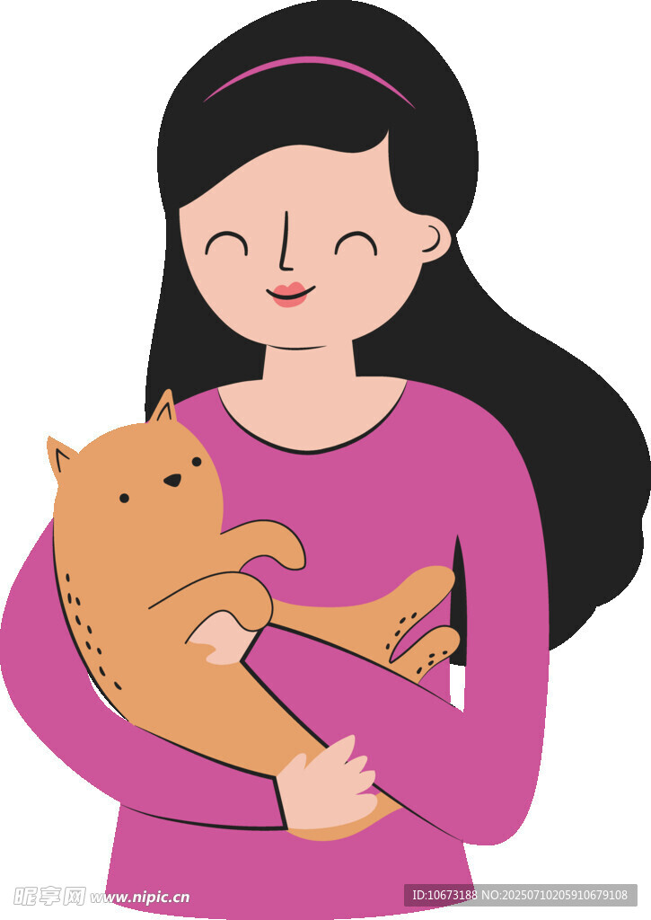 女孩怀抱可爱猫咪