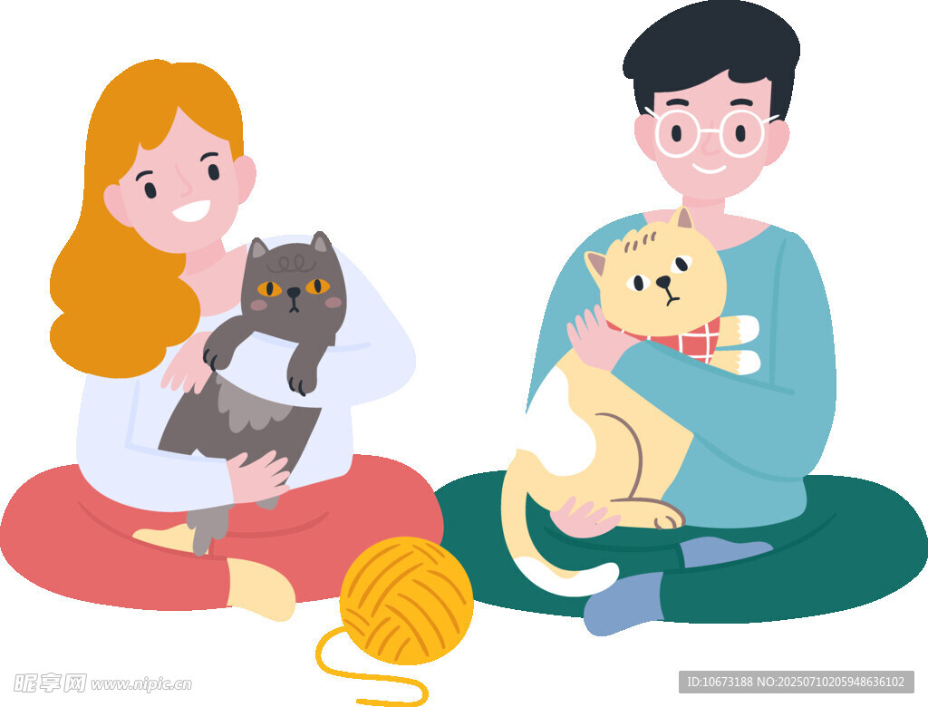 情侣与猫咪温馨相伴时刻