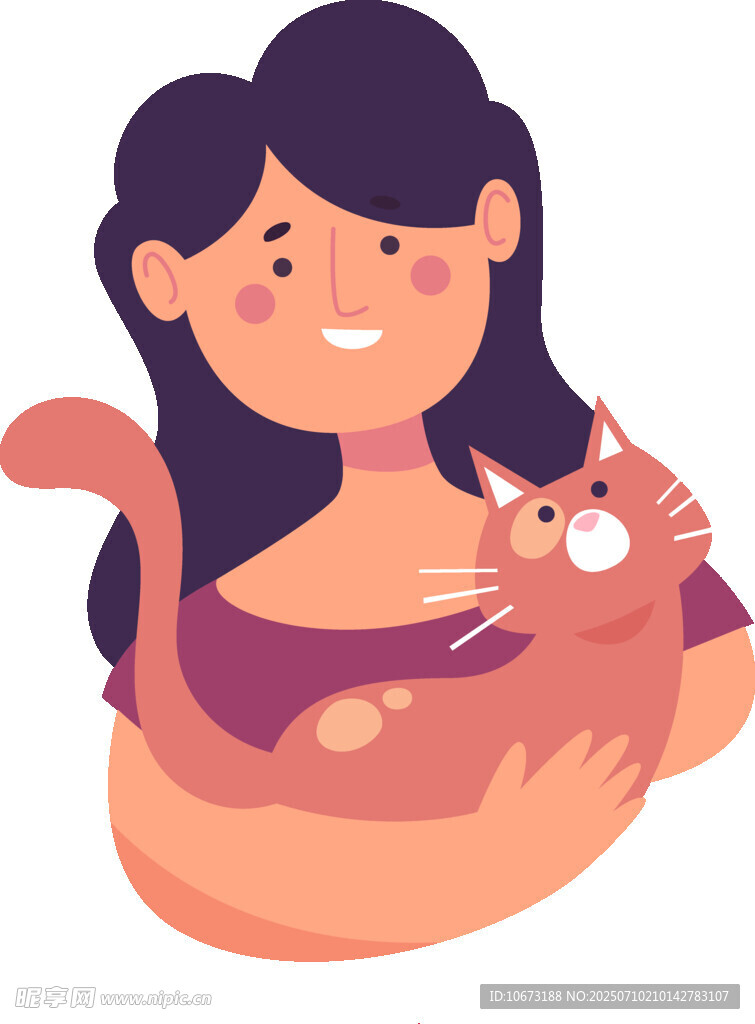 女子温馨怀抱可爱猫咪