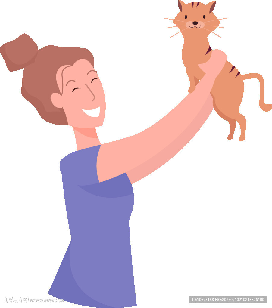 女子开心举着可爱猫咪