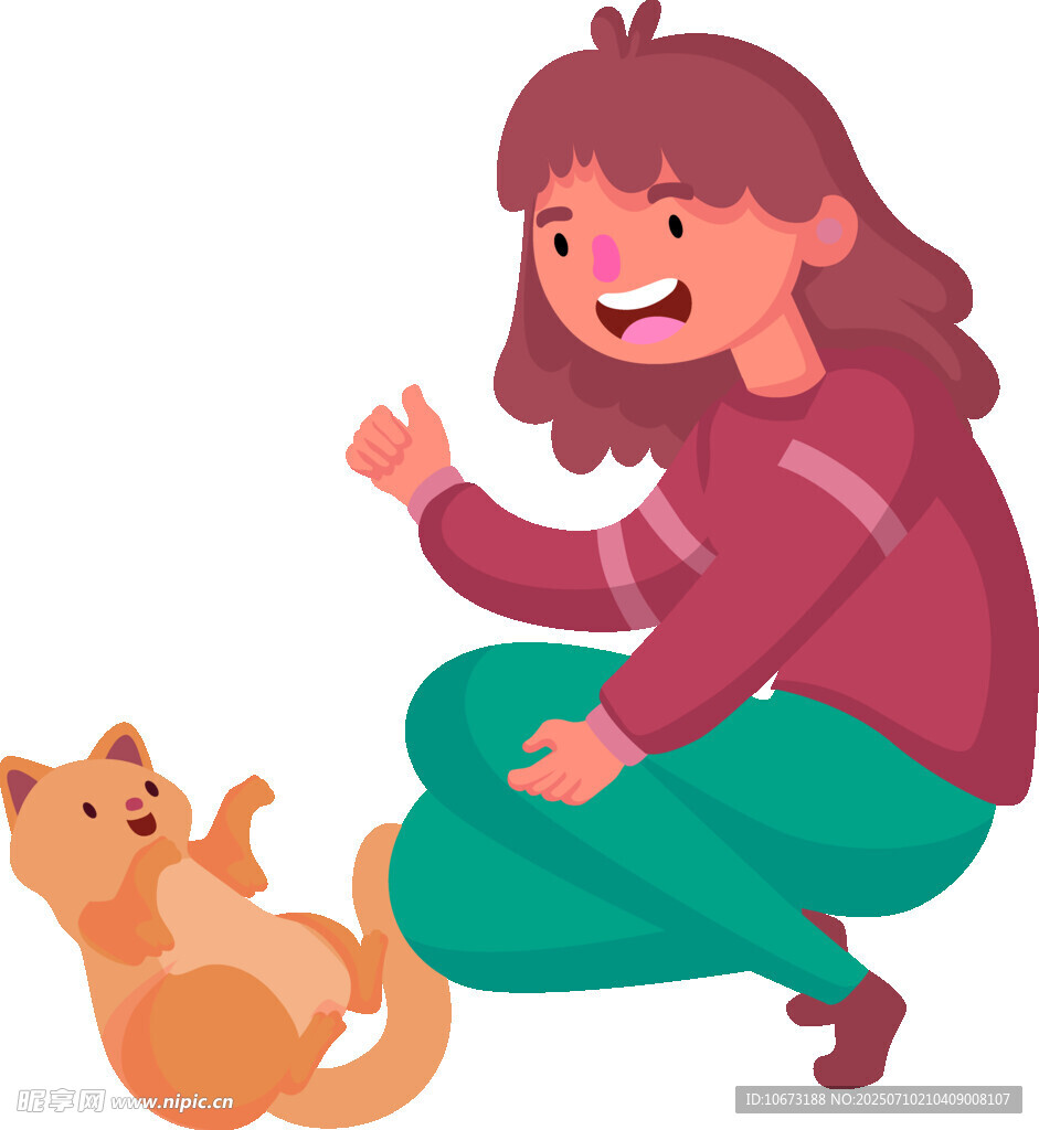 女孩与猫咪的温馨互动