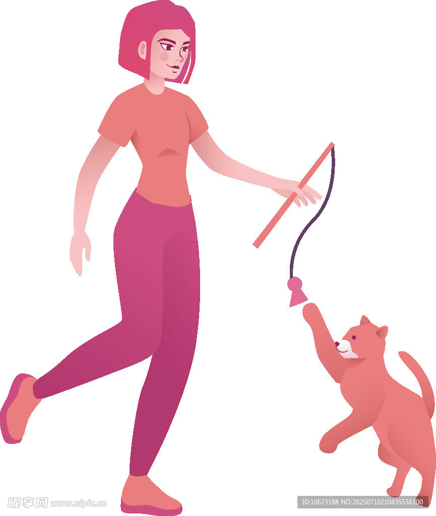 女子逗猫玩耍欢乐瞬间
