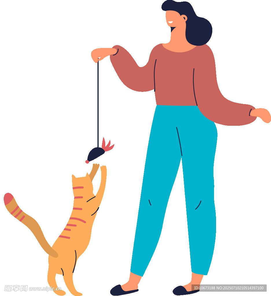女子逗弄可爱猫咪瞬间