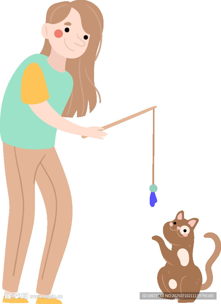 女子逗弄可爱猫咪