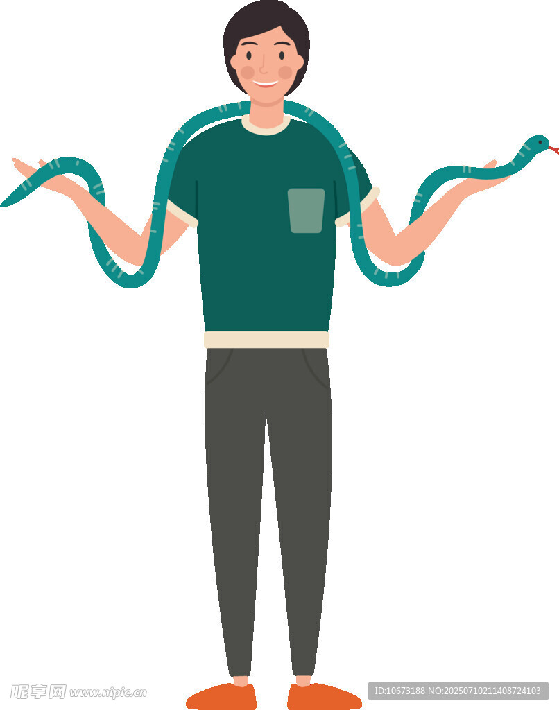 男子手持绿色飘带舞动