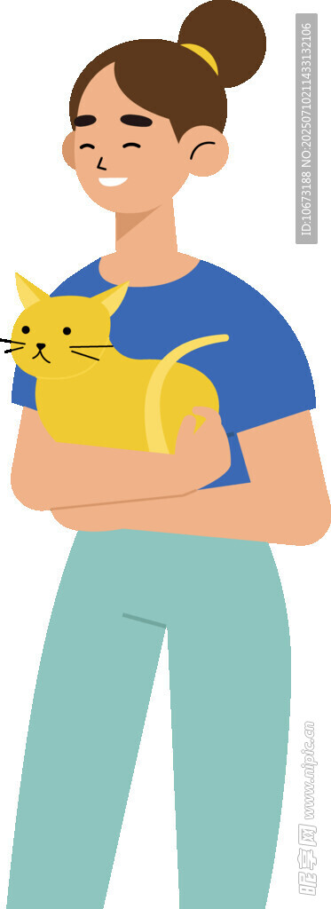 女子怀抱可爱小黄猫