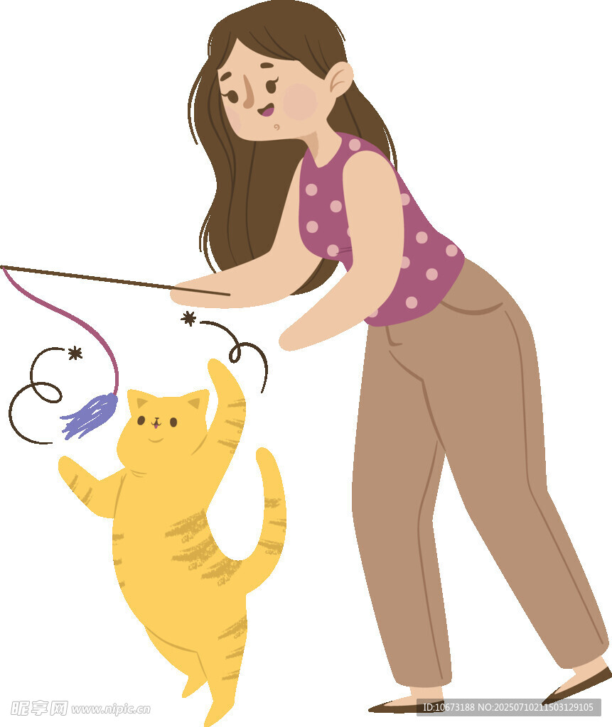 女子逗弄可爱猫咪瞬间