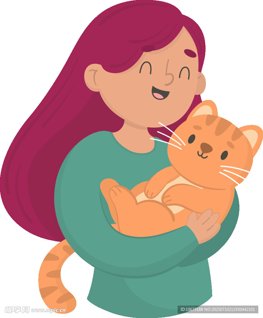 女孩温馨拥抱可爱猫咪