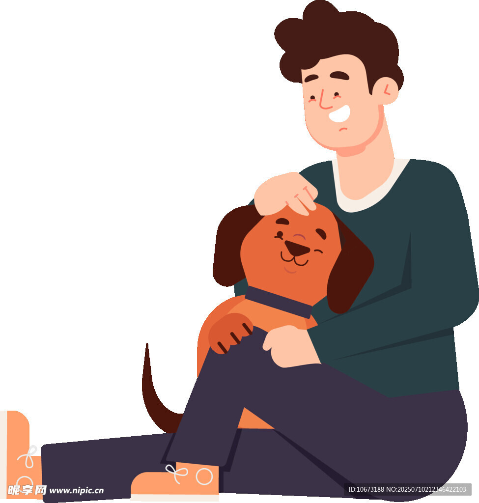 男子与宠物狗温馨相伴