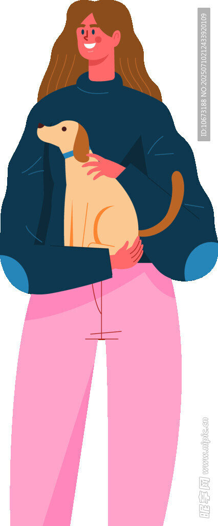 女子抱狗休闲温馨瞬间
