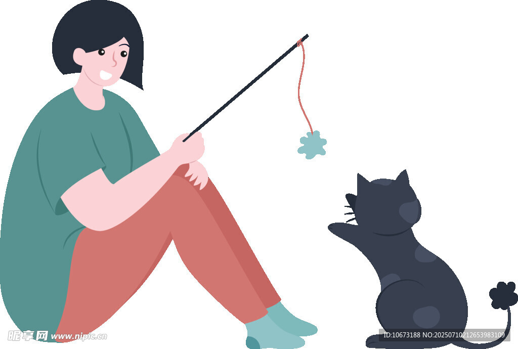 人与黑猫逗趣玩耍瞬间