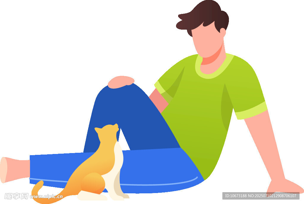 男子与猫惬意相伴