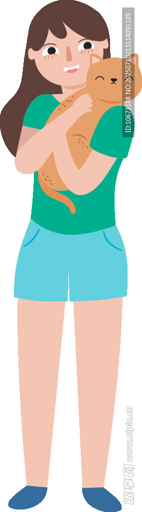 女孩怀抱可爱宠物狗