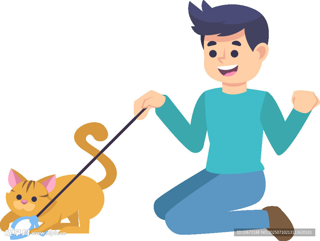 男子开心逗弄猫狗