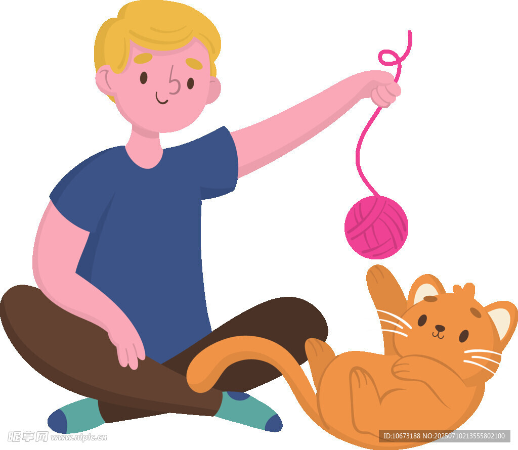 男孩与猫咪玩耍瞬间