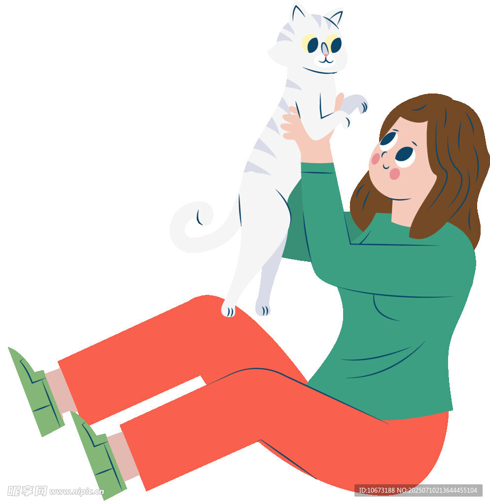 女孩开心抱猫瞬间