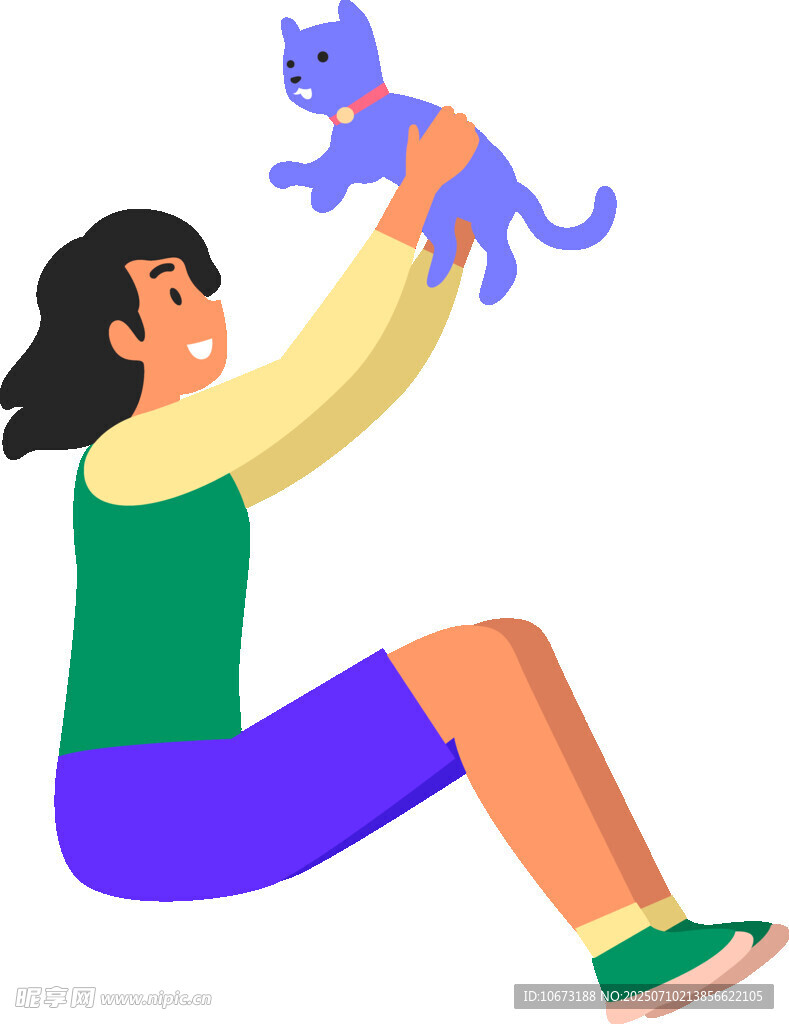 女子开心举着可爱猫咪