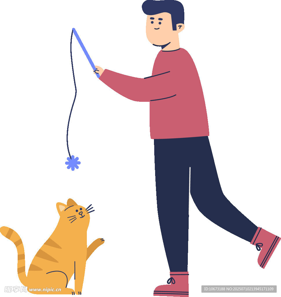 男子逗猫瞬间