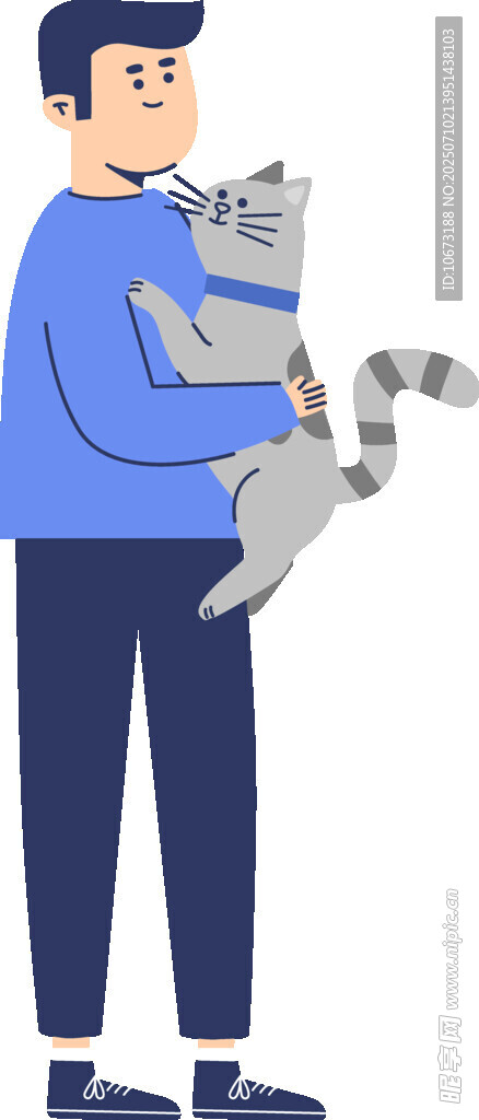 男子怀抱两只可爱猫咪