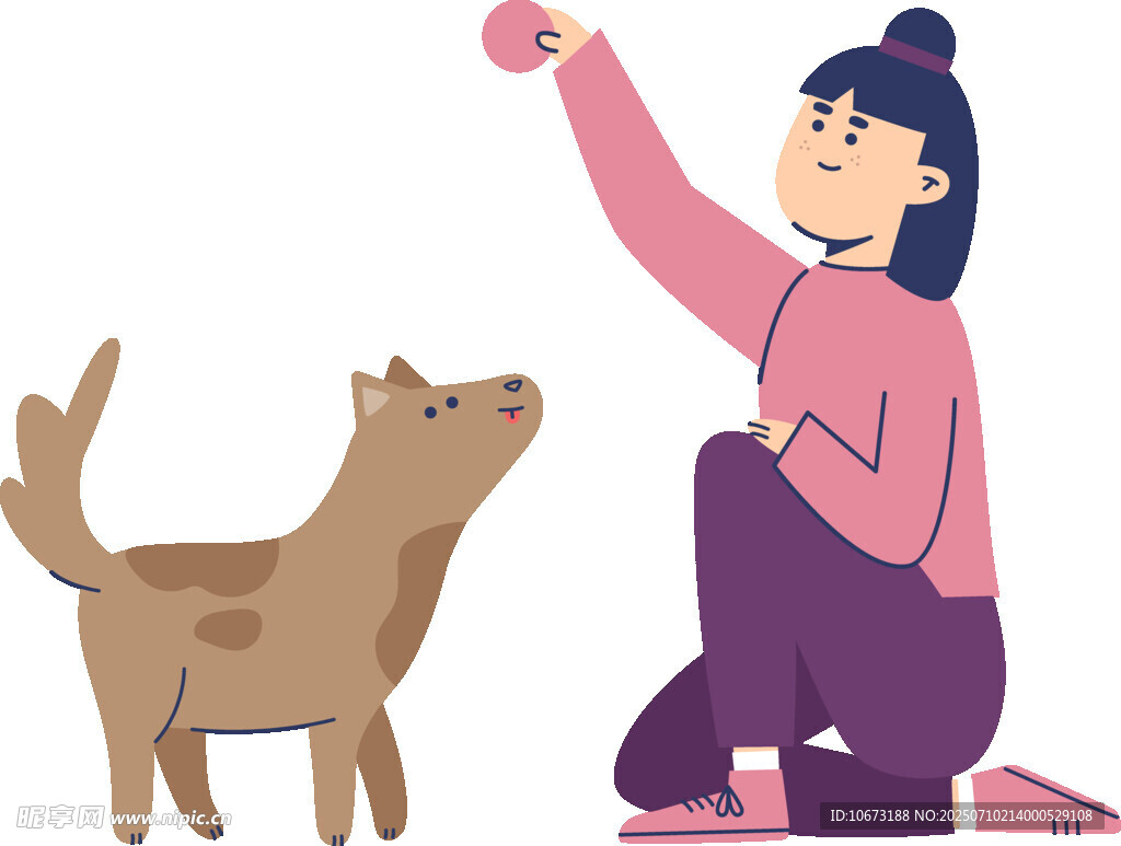 女孩逗狗玩耍瞬间
