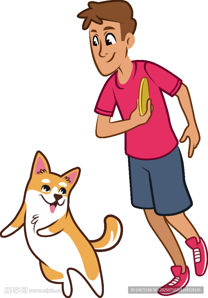 男孩与柴犬的欢乐时光