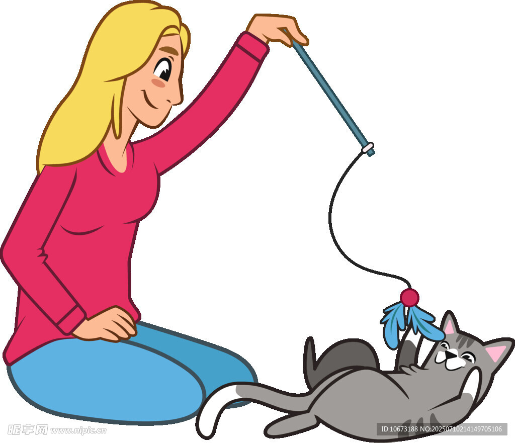 女子逗弄玩耍中的猫咪
