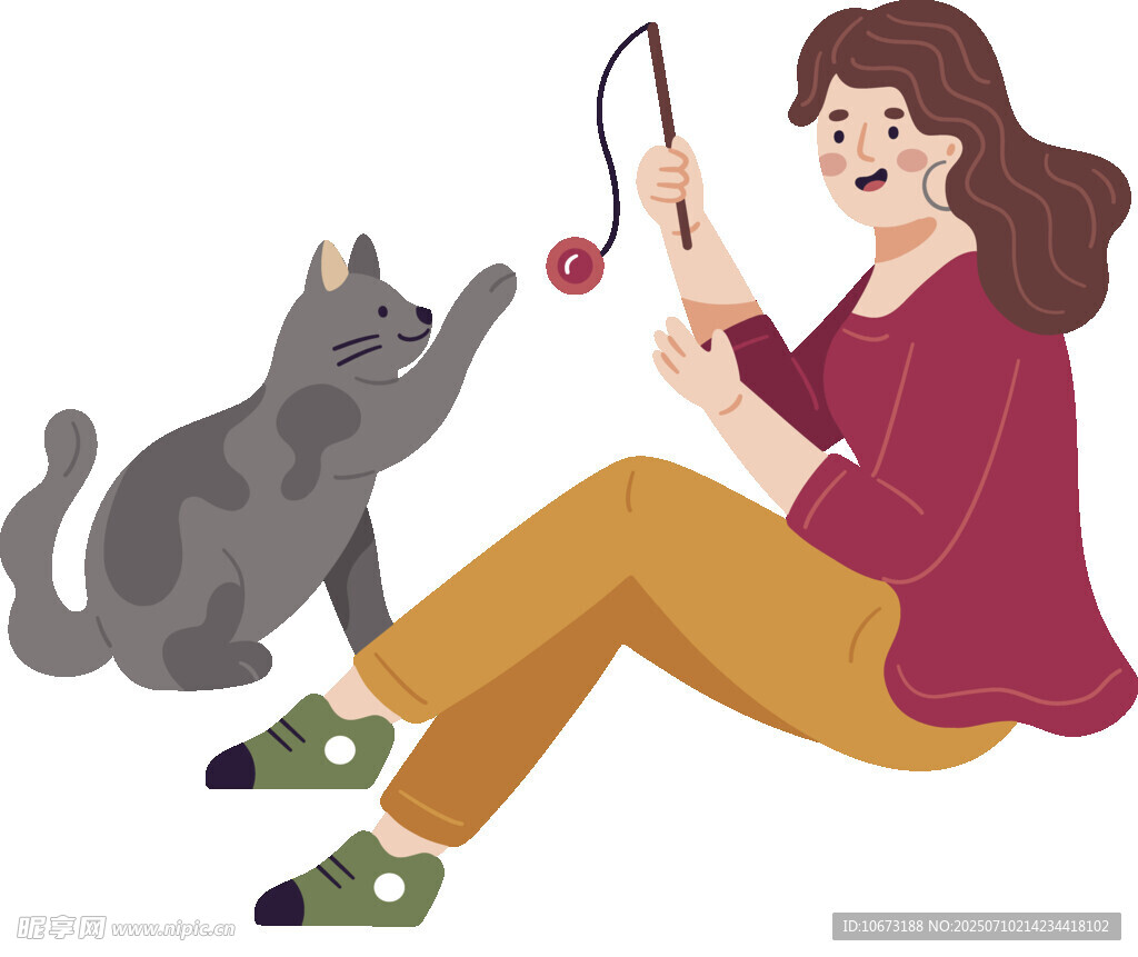 女子逗猫玩耍温馨瞬间