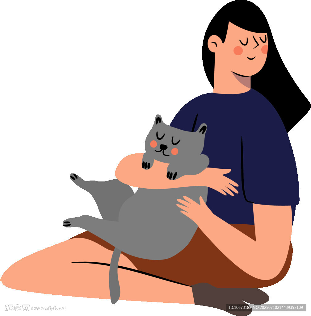 女子惬意抱猫温馨瞬间