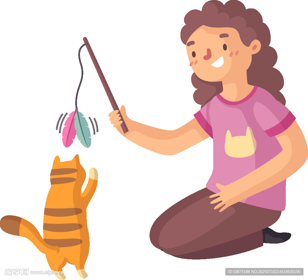 女孩逗猫玩耍欢乐瞬间