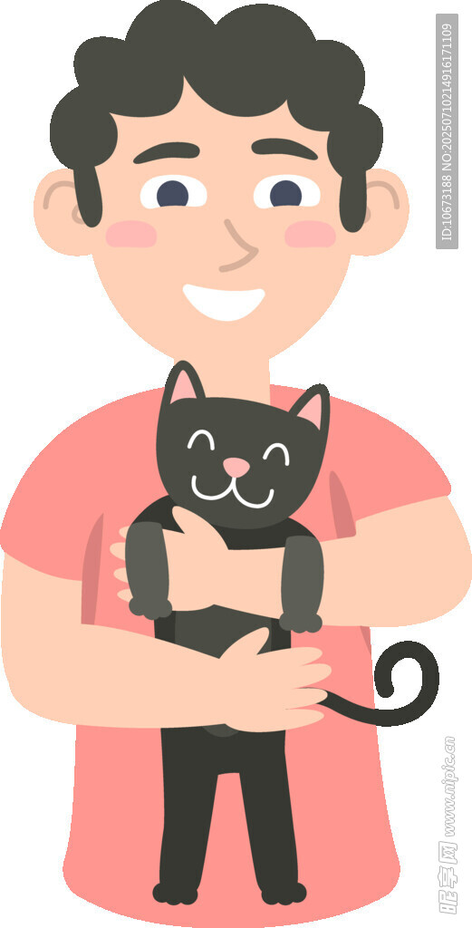 男子怀抱黑猫