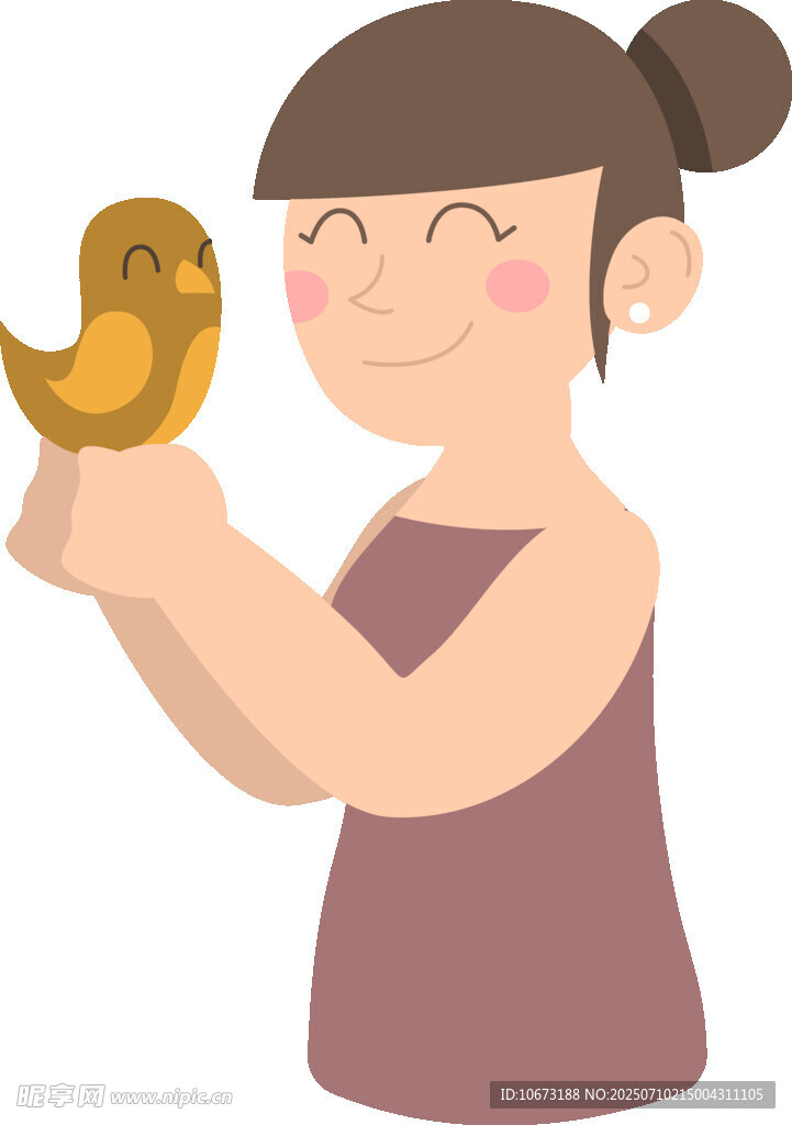 女孩开心捧小鸭