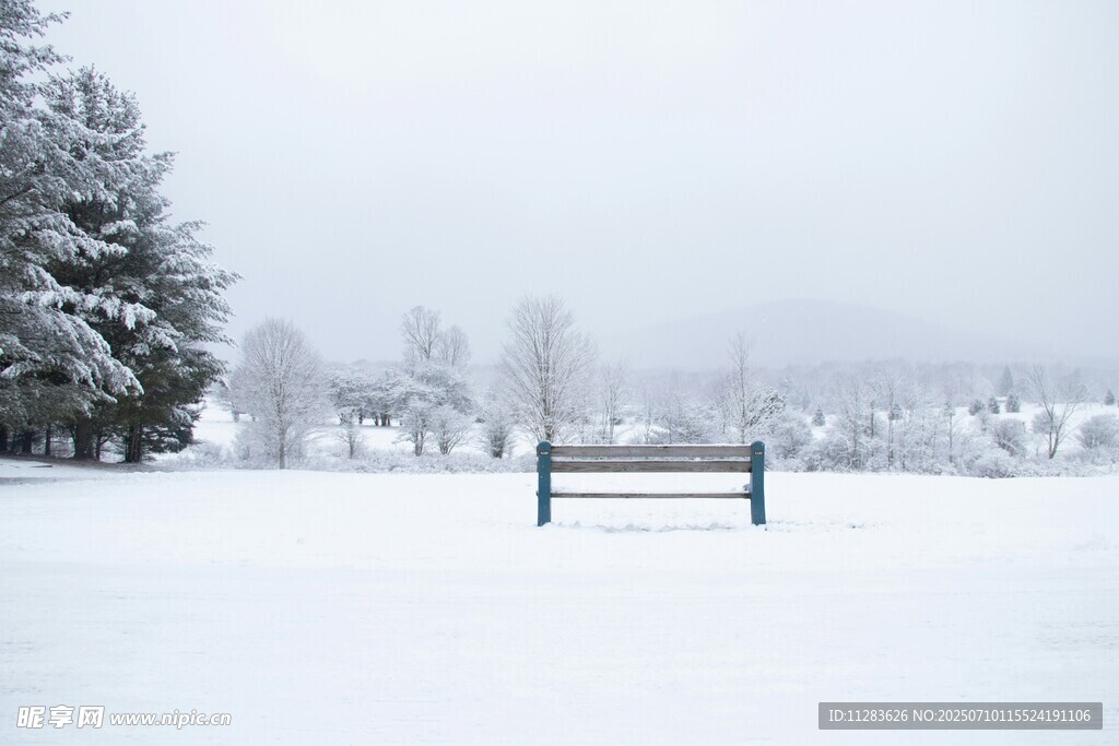 雪后公园长椅